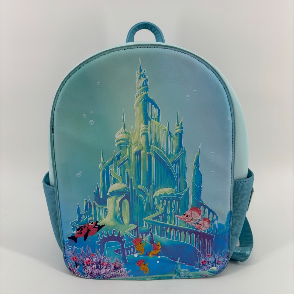 Disney Loungefly Little Mermaid Atlantica Castle Mini Backpack OS Blue Ariel